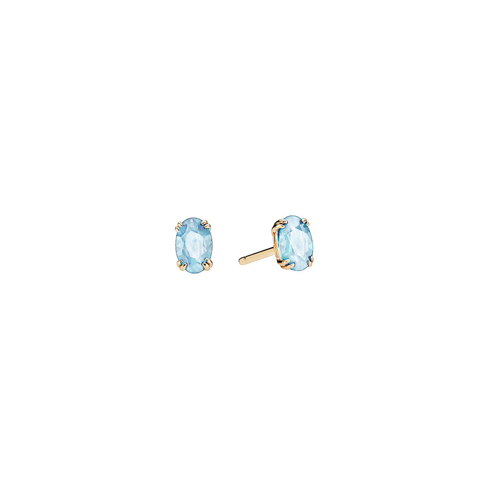 Lund Cph, Earrings in 8 kt. gold with 6x4mm Blue Topaz (333)