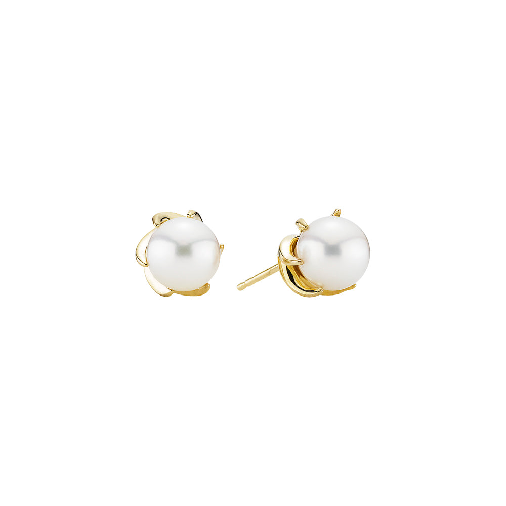 Lund Cph, ear studs with pearl in 14 kt. gold (585)