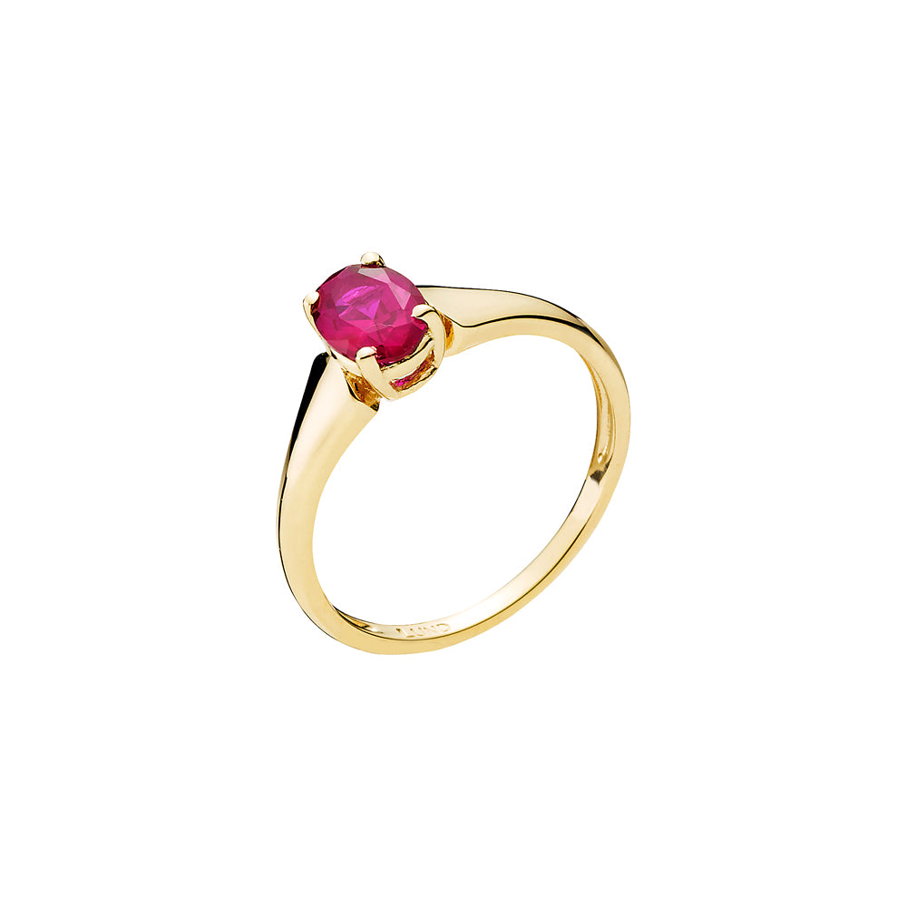 Lund Cph, Ring in 8 kt. gold with synth. ruby (333)