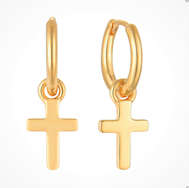 Knäk Creoles with crosses hanging 1.5 mm thick in Gold-plated sterling silver (925)