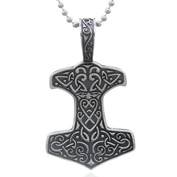 Thor's hammer with pattern in sterling silver (925)