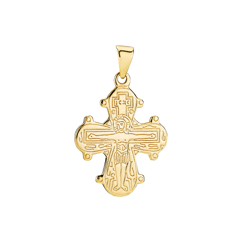 Lund Cph, Daymark cross with smooth back 18x16 mm pendant in 14 kt. gold (585)