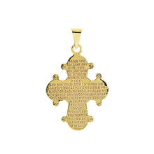 Load image into Gallery viewer, Lund Cph, Daymark cross with Lord&#39;s Prayer 20x17 mm pendant in 8 kt. gold (333)
