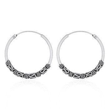 Creoles in 25 mm Bali style in sterling silver (925)